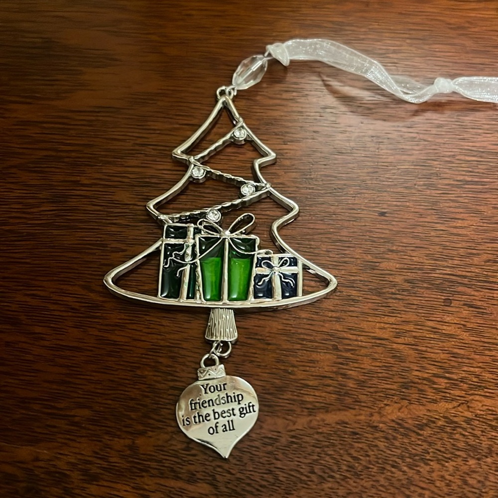 Hallmark Ganz Stained Glass Look Tree YOUR FRIENDSHIP IS THE BEST GIFT Ornament